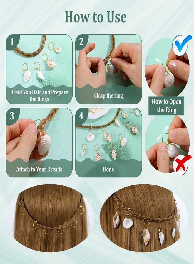Tyqour 40PCS Seashell Hair Clip & Hair Rings for Braids, Loc Jewelry for Black Women, Beach Seashell Hair Accessories - Image 5